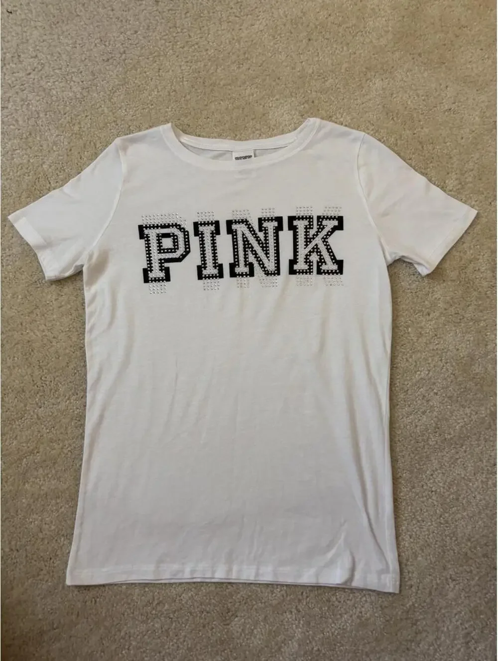 VS PINK white rhinestone tee